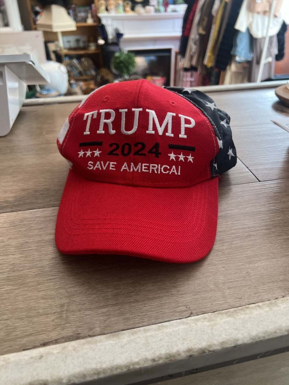 Trump 2024 Save America Flag Brim Hat Red Blue Black